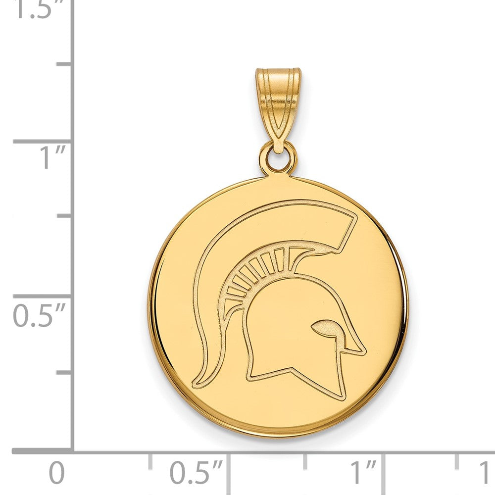 Vergoldet Sterlingsilber Logoart Michigan State University Spartan Groß Plättchen Anhänger