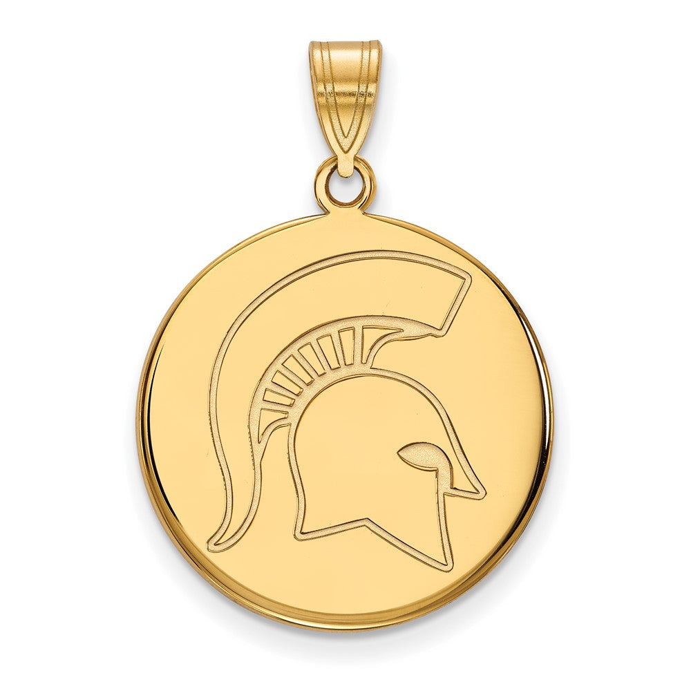 Vergoldet Sterlingsilber Logoart Michigan State University Spartan Groß Plättchen Anhänger