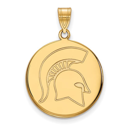 Vergoldet Sterlingsilber Logoart Michigan State University Spartan Groß Plättchen Anhänger