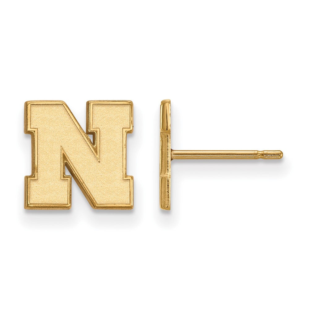 10K Gelbgold Logoart University Of Nebraska Buchstabe N Extra Klein Ohrstecker
