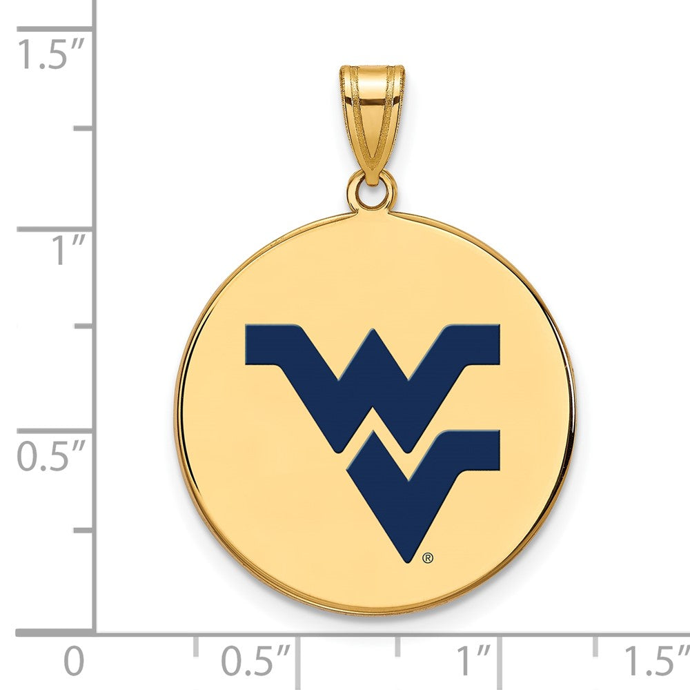 Vergoldet Sterlingsilber Logoart West Virginia University W V Groß Emailliert Plättchen Anhänger