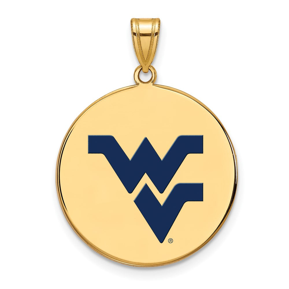 Vergoldet Sterlingsilber Logoart West Virginia University W V Groß Emailliert Plättchen Anhänger