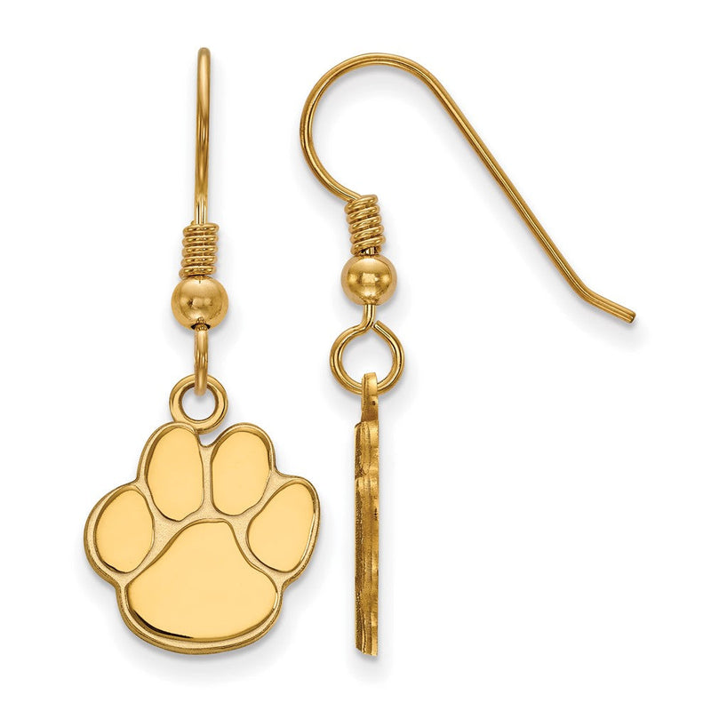 Vergoldet Sterlingsilber Logoart Auburn University Tiger Paw Klein Hängend Draht Ohrringe