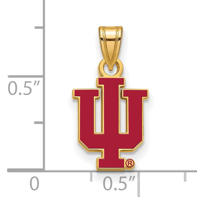 Vergoldet Sterlingsilber Logoart Indiana University I U Klein Emailliert Anhänger