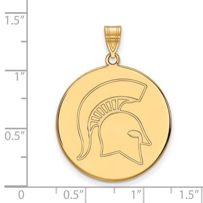 Vergoldet Sterlingsilber Logoart Michigan State University Spartan Extra Groß Plättchen Anhänger