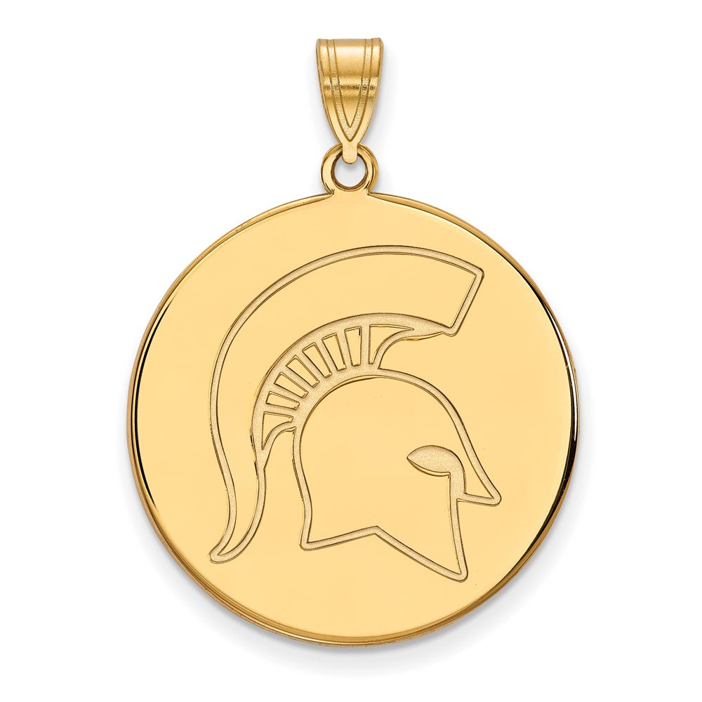 Vergoldet Sterlingsilber Logoart Michigan State University Spartan Extra Groß Plättchen Anhänger