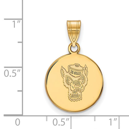 Vergoldet Sterlingsilber Logoart North Carolina State University Wolf Mittel Plättchen Anhänger