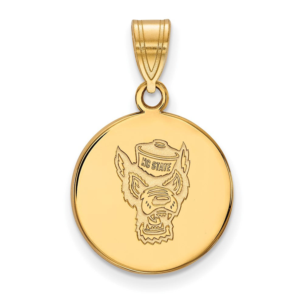 Vergoldet Sterlingsilber Logoart North Carolina State University Wolf Mittel Plättchen Anhänger