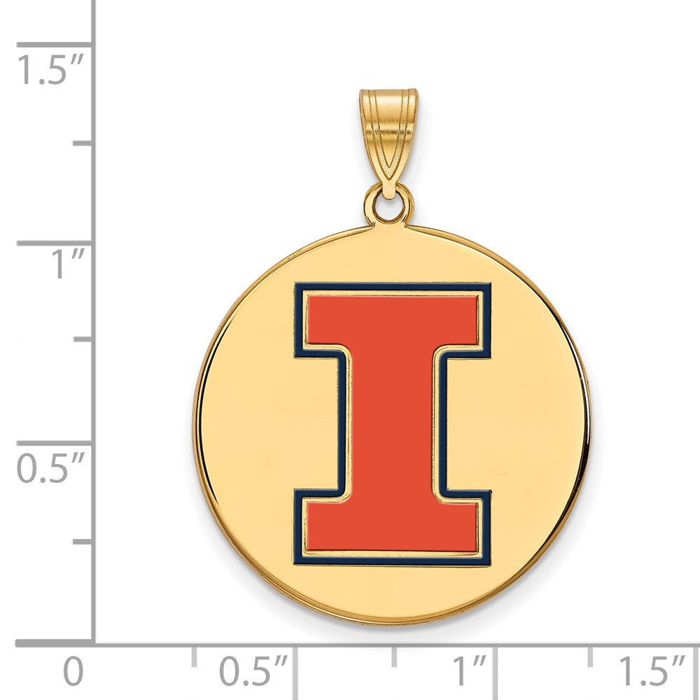 Vergoldet Sterlingsilber Logoart University Of Illinois Buchstabe I Extra Groß Emailliert Anhänger