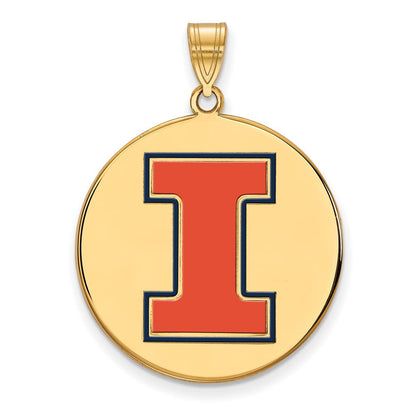 Vergoldet Sterlingsilber Logoart University Of Illinois Buchstabe I Extra Groß Emailliert Anhänger