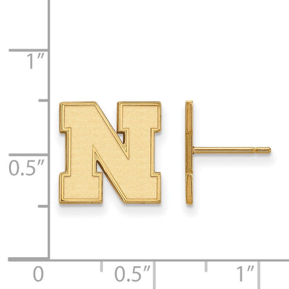 Vergoldet Sterlingsilber Logoart University Of Nebraska Buchstabe N Klein Ohrstecker