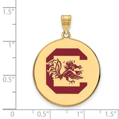 Vergoldet Sterlingsilber Logoart University Of South Carolina Extra Groß Emailliert Plättchen Anhänger