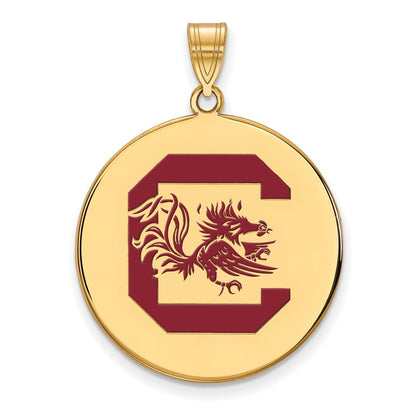 Vergoldet Sterlingsilber Logoart University Of South Carolina Extra Groß Emailliert Plättchen Anhänger