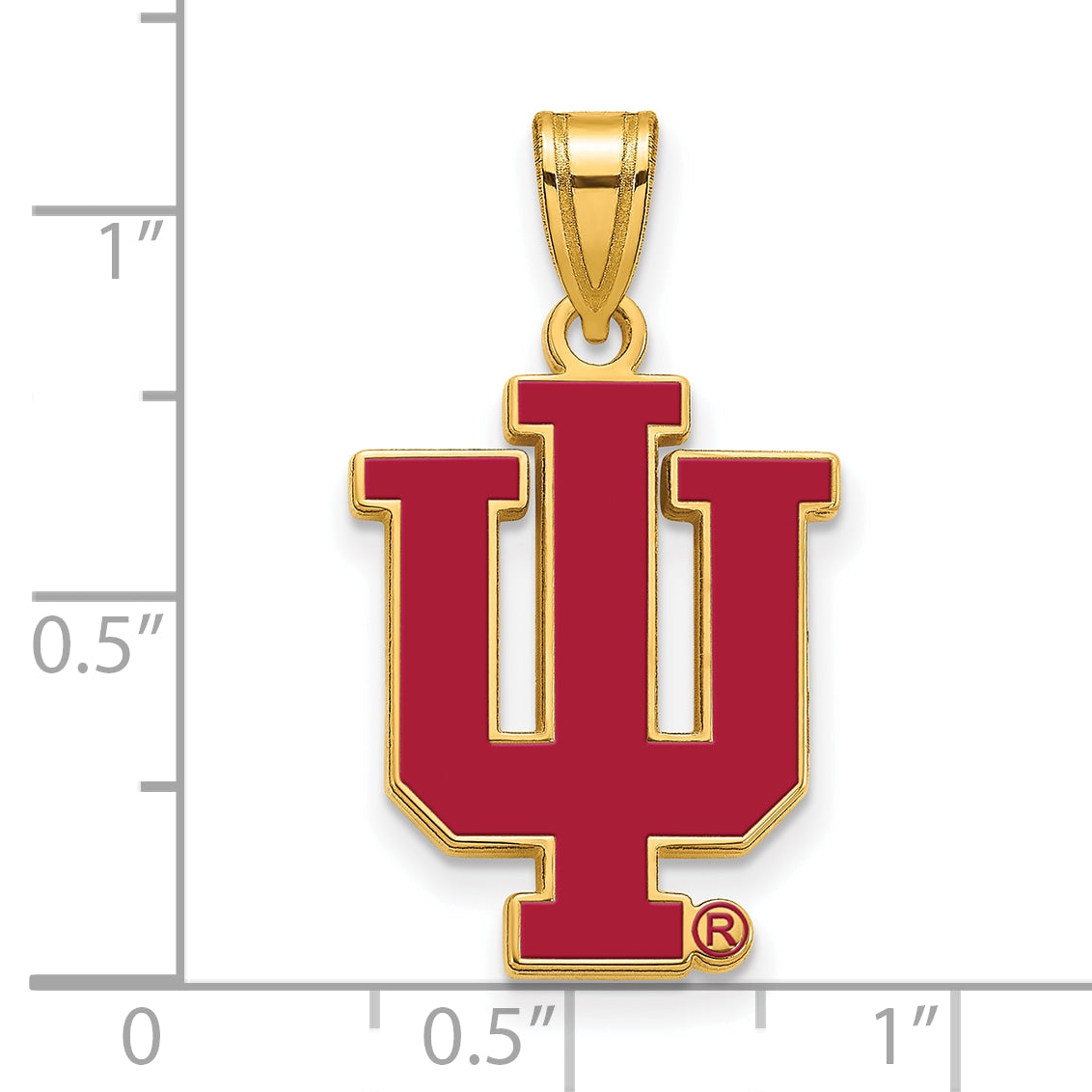 Vergoldet Sterlingsilber Logoart Indiana University I U Groß Emailliert Anhänger