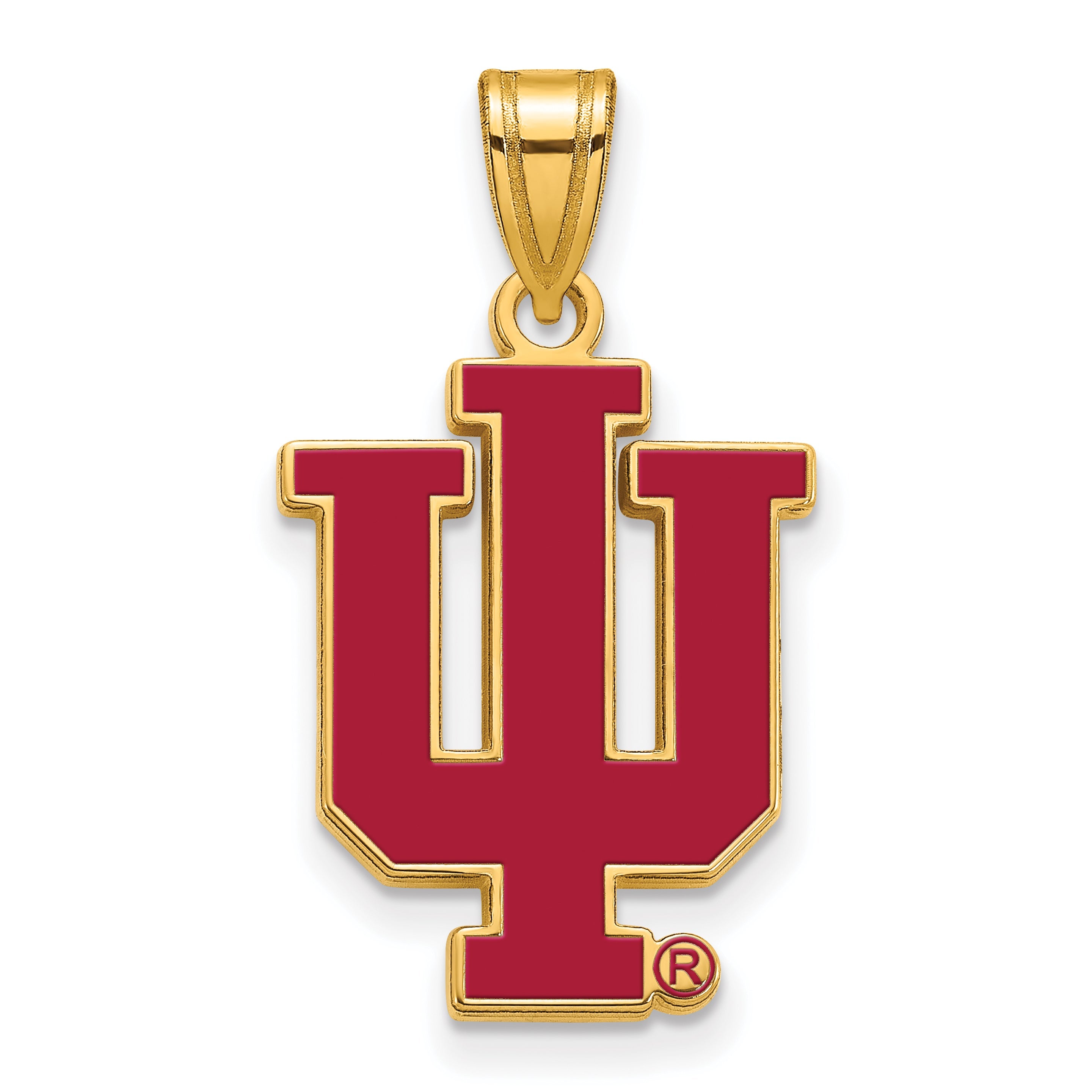 Vergoldet Sterlingsilber Logoart Indiana University I U Groß Emailliert Anhänger