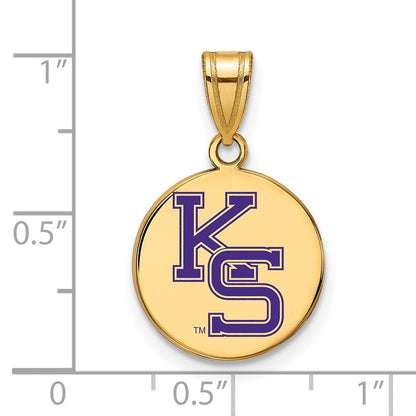 Vergoldet Sterlingsilber Logoart Kansas State University K S Med Emailliert Plättchen Anhänger
