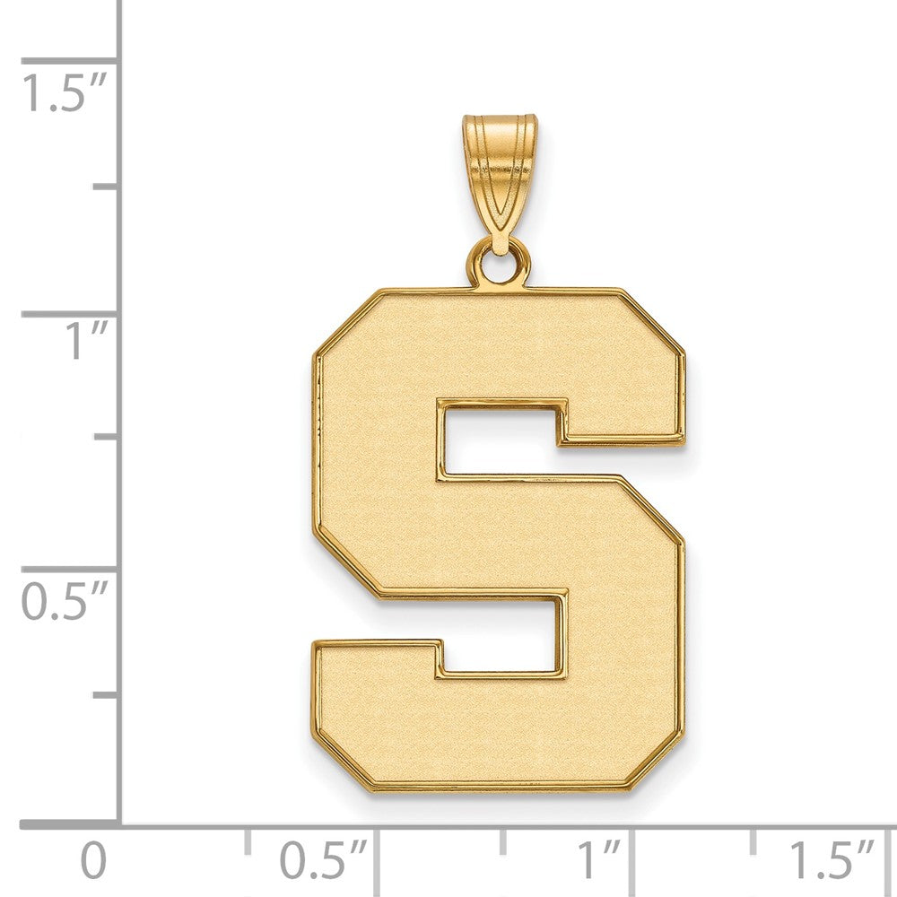 Vergoldet Sterlingsilber Logoart Michigan State University Buchstabe S Extra Groß Emailliert Anhänger