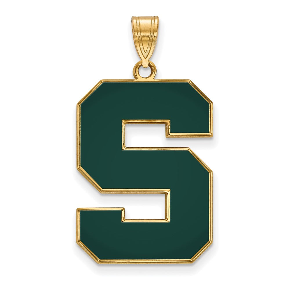 Vergoldet Sterlingsilber Logoart Michigan State University Buchstabe S Extra Groß Emailliert Anhänger