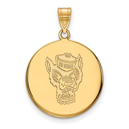 Vergoldet Sterlingsilber Logoart North Carolina State University Wolf Groß Plättchen Anhänger