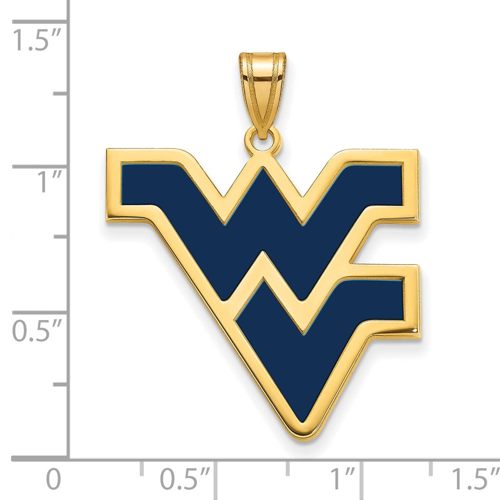 Vergoldet Sterlingsilber Logoart West Virginia University W V Extra Groß Emailliert Anhänger