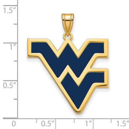 Vergoldet Sterlingsilber Logoart West Virginia University W V Extra Groß Emailliert Anhänger