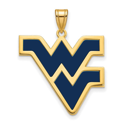 Vergoldet Sterlingsilber Logoart West Virginia University W V Extra Groß Emailliert Anhänger