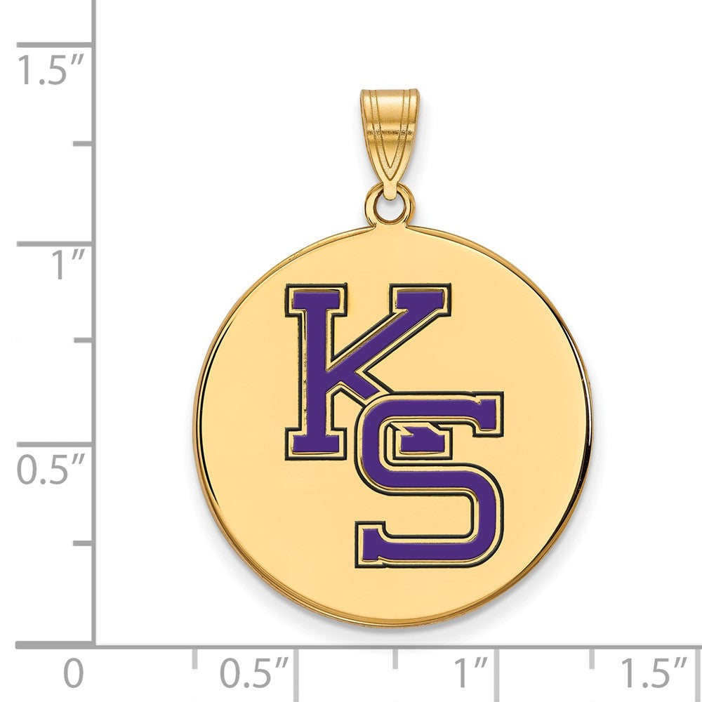 Vergoldet Sterlingsilber Logoart Kansas State University K S Extra Groß Emailliert Plättchen Anhänger