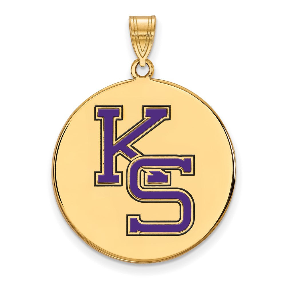 Vergoldet Sterlingsilber Logoart Kansas State University K S Extra Groß Emailliert Plättchen Anhänger