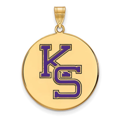 Vergoldet Sterlingsilber Logoart Kansas State University K S Extra Groß Emailliert Plättchen Anhänger