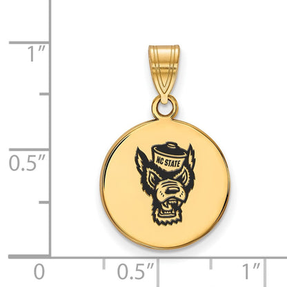 Vergoldet Sterlingsilber Logoart North Carolina State University Wolf Mittel Emailliert Plättchen Anhänger