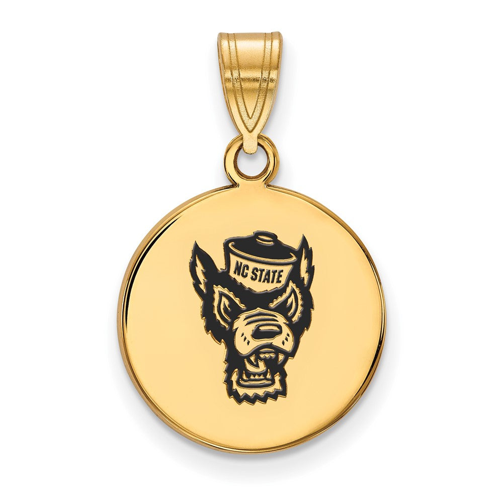Vergoldet Sterlingsilber Logoart North Carolina State University Wolf Mittel Emailliert Plättchen Anhänger
