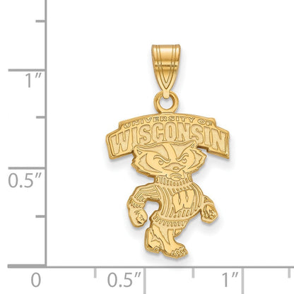 10K Gelbgold Logoart University Of Wisconsin Groß Anhänger