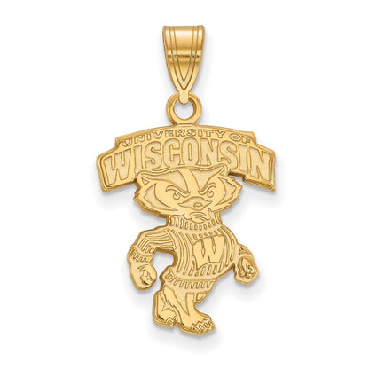Vergoldet Sterlingsilber Logoart University Of Wisconsin Groß Anhänger