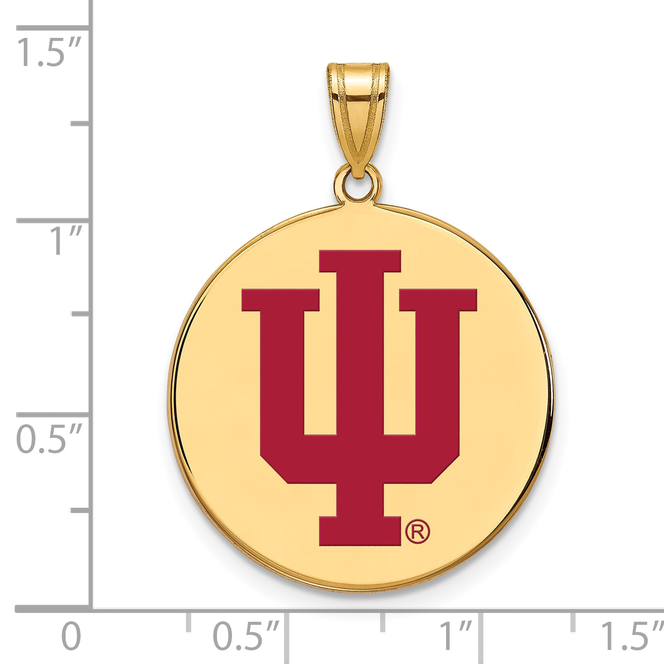 Vergoldet Sterlingsilber Logoart Indiana University I U Extra Groß Emailliert Plättchen Anhänger