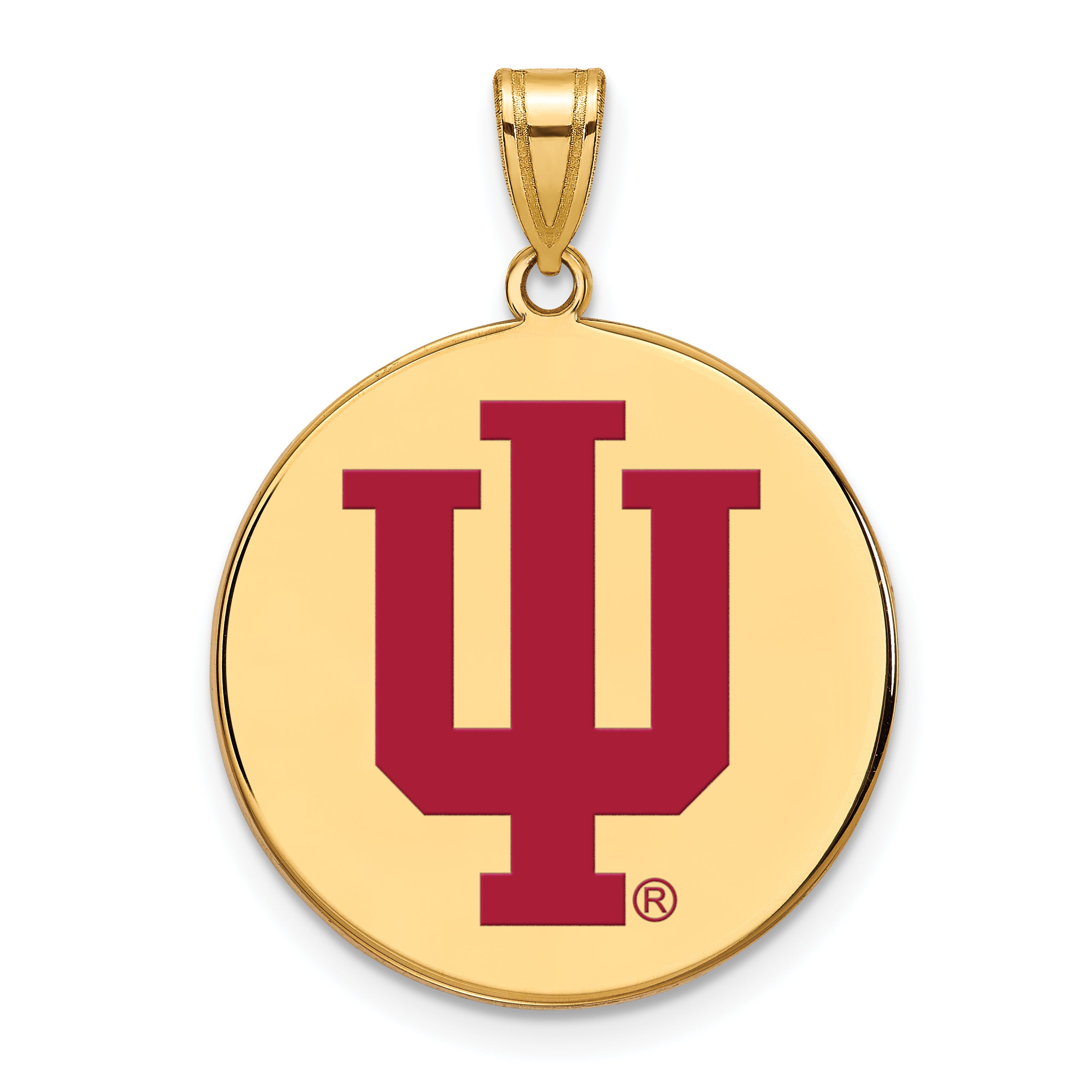 Vergoldet Sterlingsilber Logoart Indiana University I U Extra Groß Emailliert Plättchen Anhänger