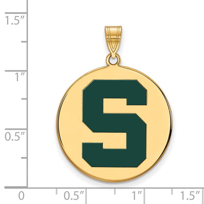 Vergoldet Sterlingsilber Logoart Michigan State University Buchstabe S Extra Groß Emailliert Plättchen Anhänger