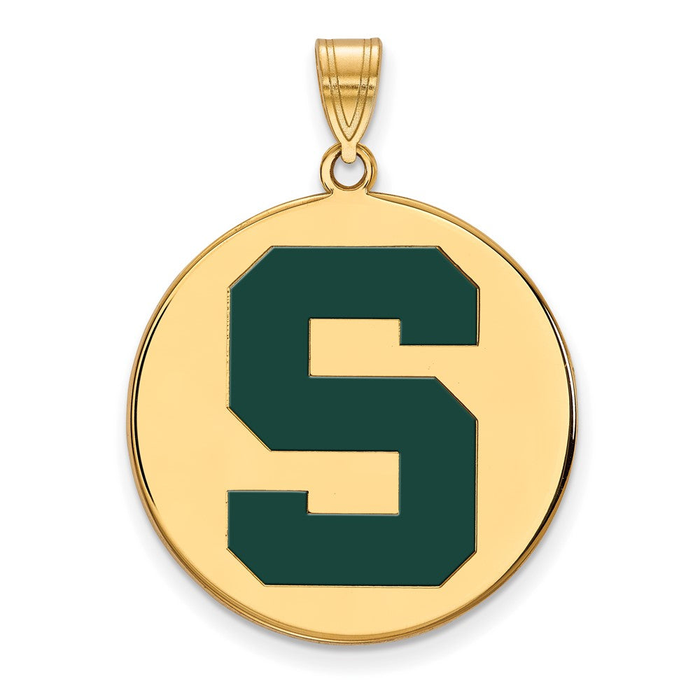 Vergoldet Sterlingsilber Logoart Michigan State University Buchstabe S Extra Groß Emailliert Plättchen Anhänger