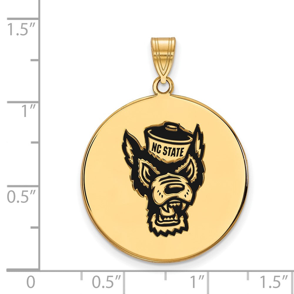 Vergoldet Sterlingsilber Logoart North Carolina State University Wolf Extra Groß Emailliert Plättchen Anhänger