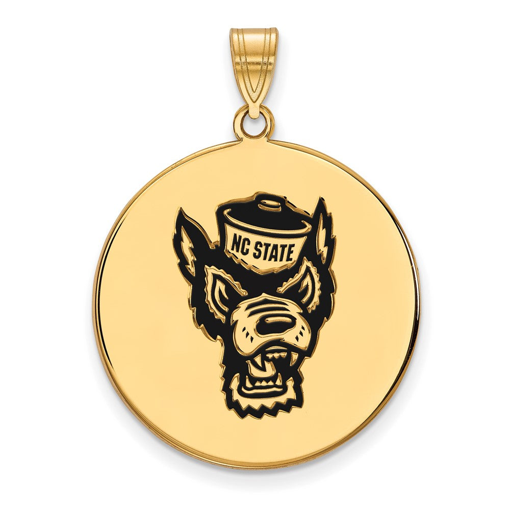 Vergoldet Sterlingsilber Logoart North Carolina State University Wolf Extra Groß Emailliert Plättchen Anhänger