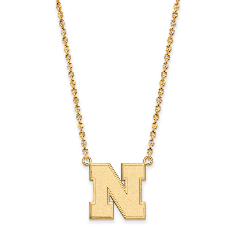 Vergoldet Sterlingsilber Logoart University Of Nebraska Buchstabe N Groß Anhänger 18 Zoll Halskette