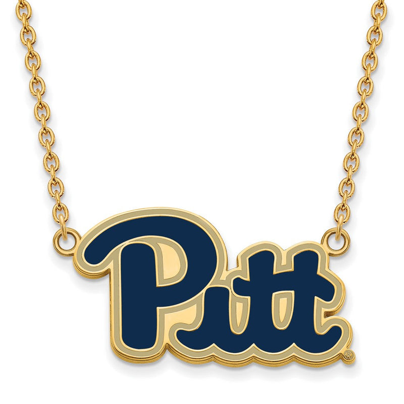 Vergoldet Sterlingsilber Logoart University Of Pittsburgh Lg Emailliert Anhänger 18 Zoll Halskette