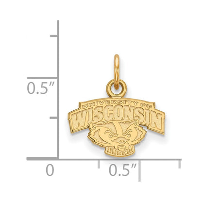 Vergoldet Sterlingsilber Logoart University Of Wisconsin Extra Klein Anhänger