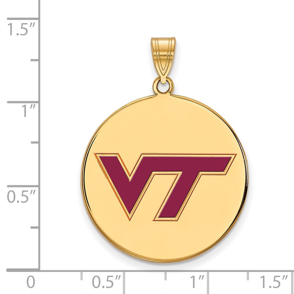Vergoldet Sterlingsilber Logoart Virginia Tech V T Extra Groß Emailliert Plättchen Anhänger