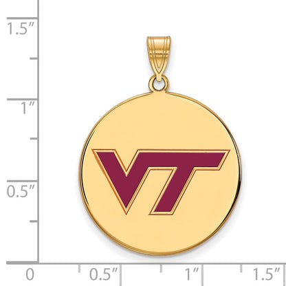 Vergoldet Sterlingsilber Logoart Virginia Tech V T Extra Groß Emailliert Plättchen Anhänger