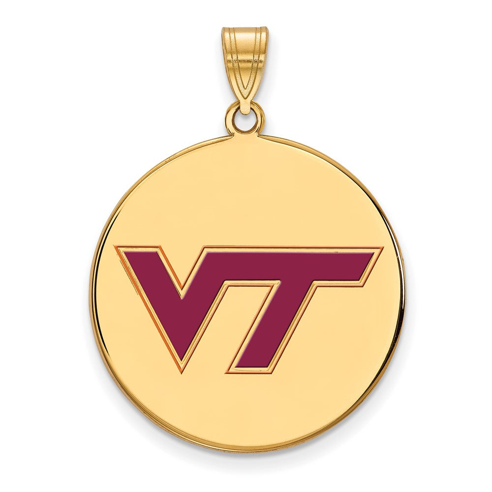 Vergoldet Sterlingsilber Logoart Virginia Tech V T Extra Groß Emailliert Plättchen Anhänger