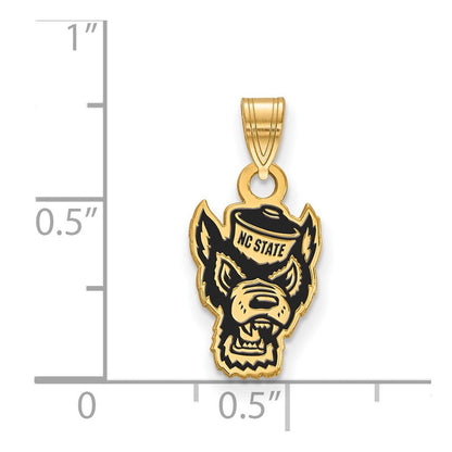 Vergoldet Sterlingsilber Logoart North Carolina State University Wolf Klein Emailliert Anhänger
