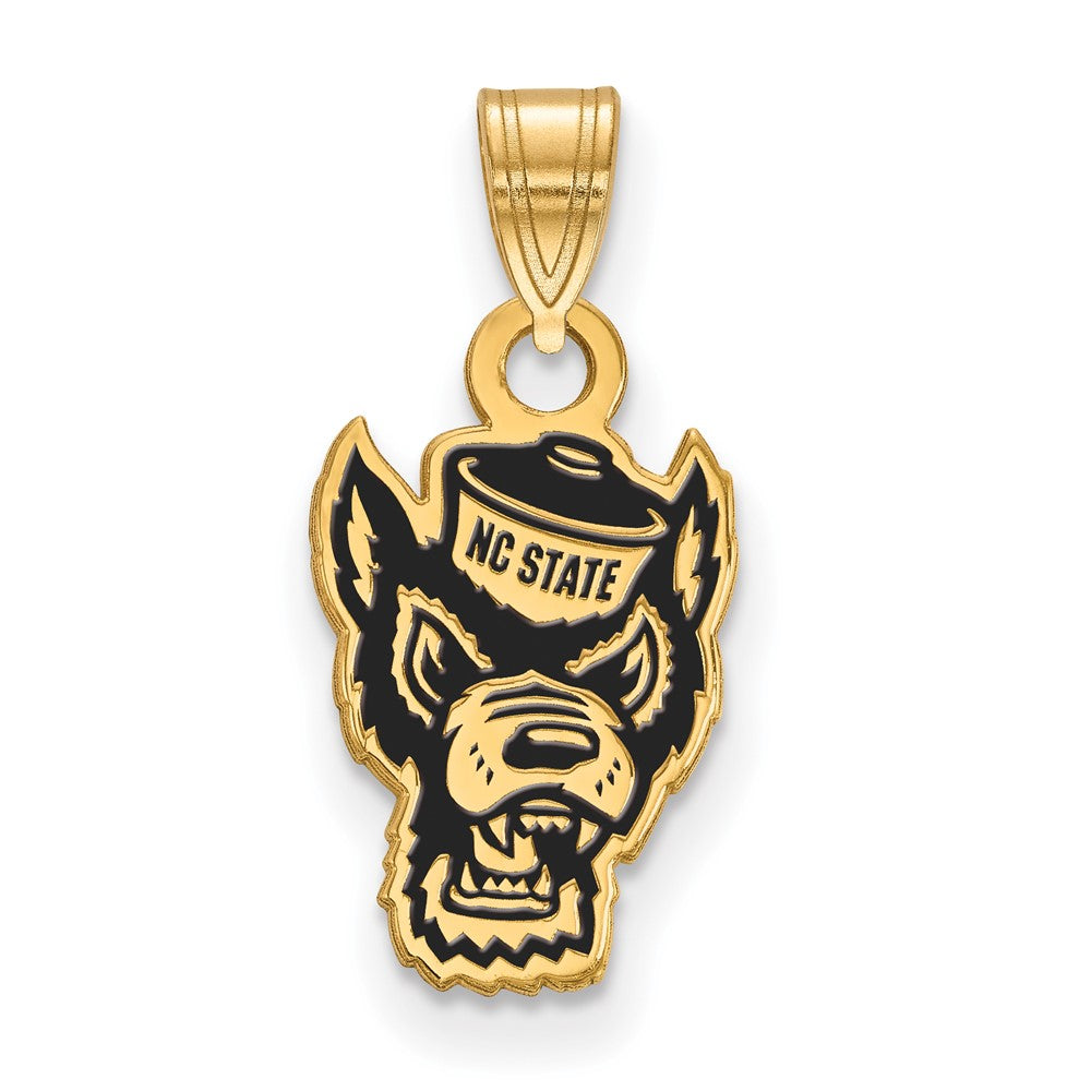 Vergoldet Sterlingsilber Logoart North Carolina State University Wolf Klein Emailliert Anhänger