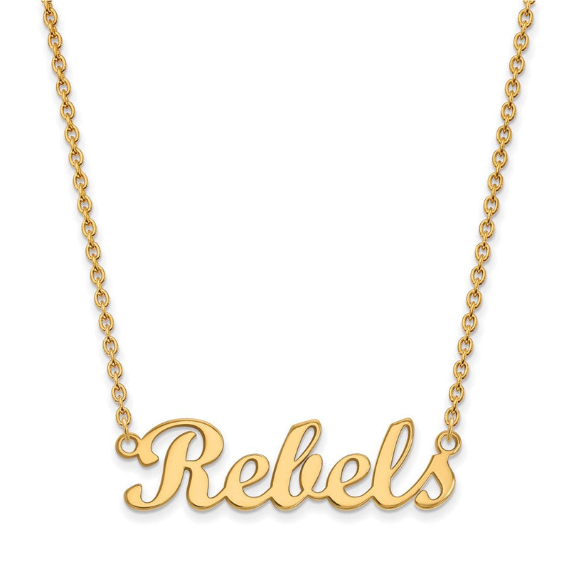 10K Gelbgold Logoart University Of Mississippi Rebels Schreibschrift Stab 18 Zoll Halskette