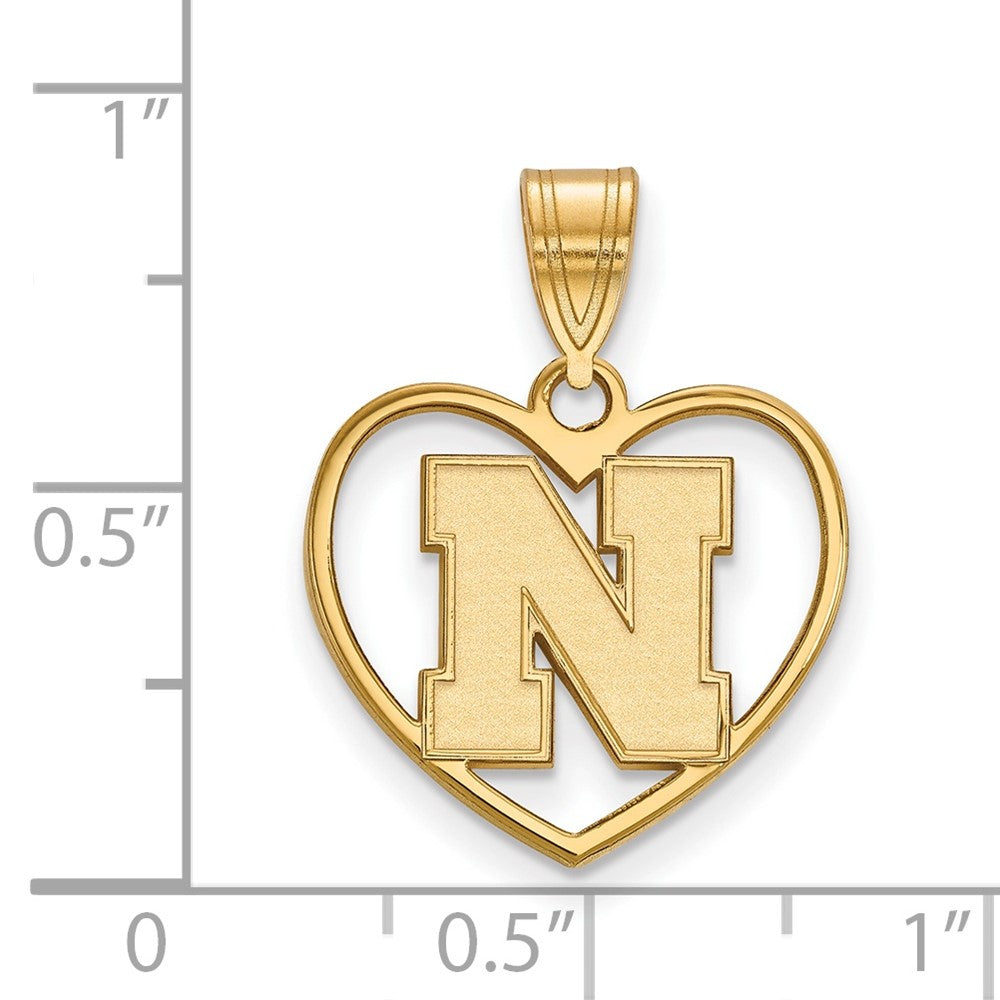Vergoldet Sterlingsilber Logoart University Of Nebraska Buchstabe N Herz Anhänger