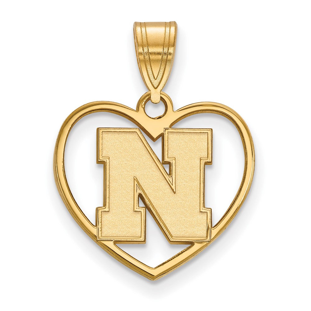 Vergoldet Sterlingsilber Logoart University Of Nebraska Buchstabe N Herz Anhänger
